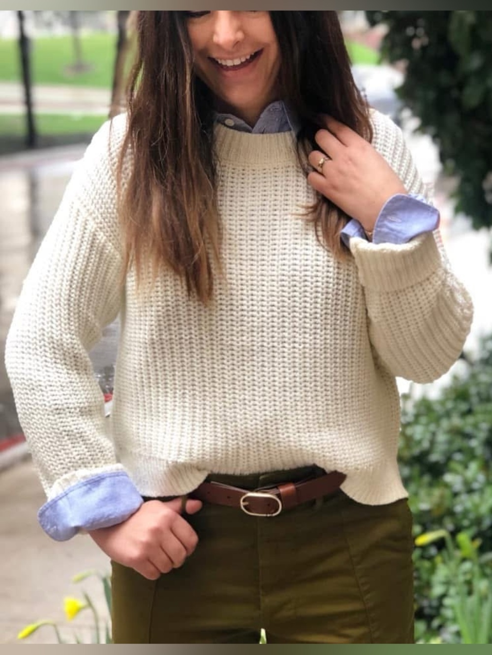 Alex mill cream knit chunky sweater Size S